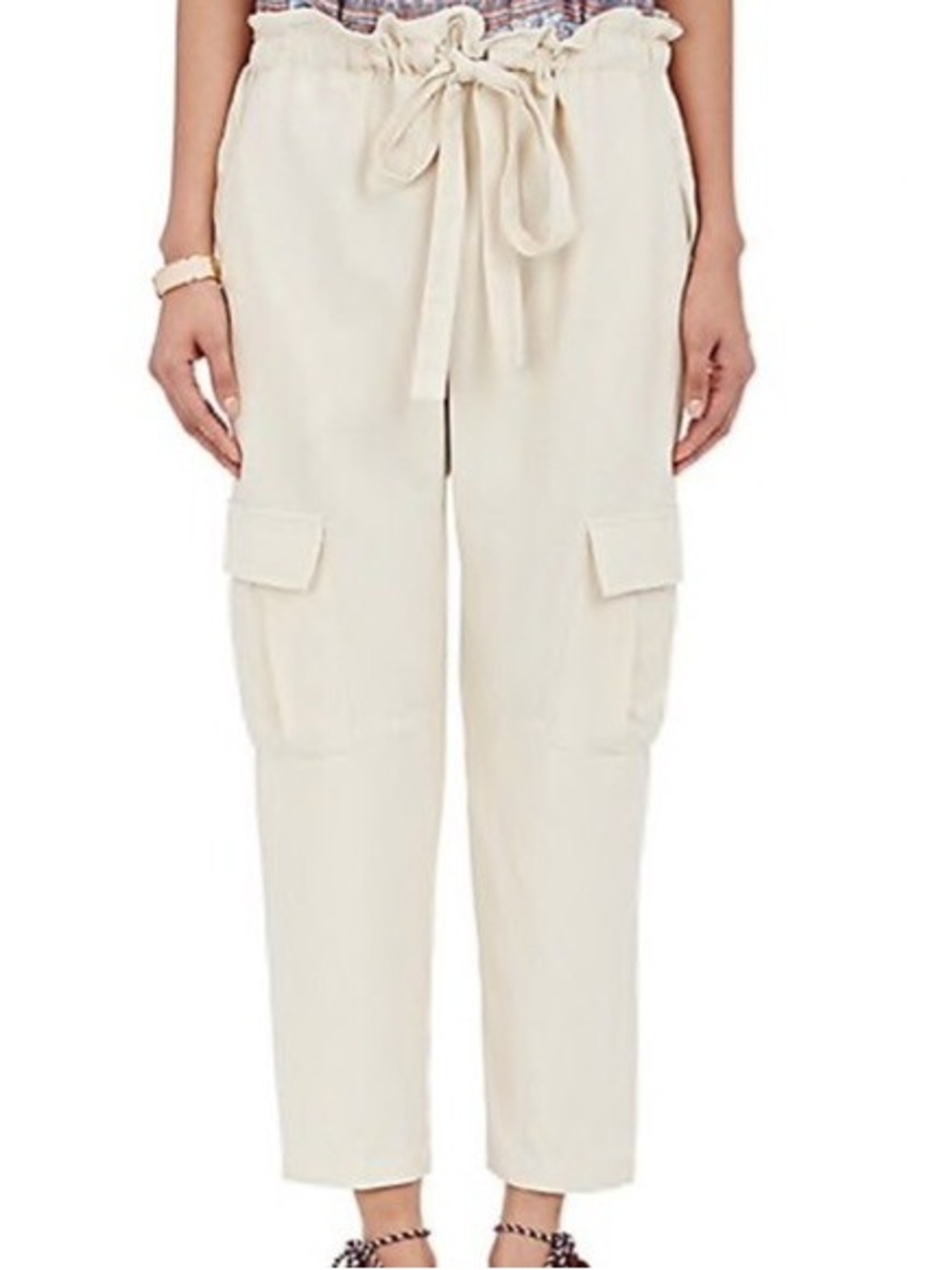 Ulla Johnson cream ivory drop crotch harem linen blend drawstring pants